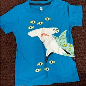 Tea Collection Blue Shark Graphic Tee with Yellow Accents